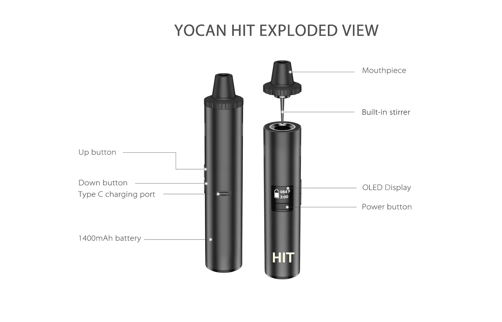 Yocan HIT - Vaporizador Herbal (Sky Blue) - Imagen 3