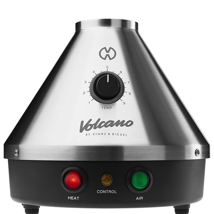 Vaporizador herbal marca Storz & Bickel Volcano Classic vista frontal color silver