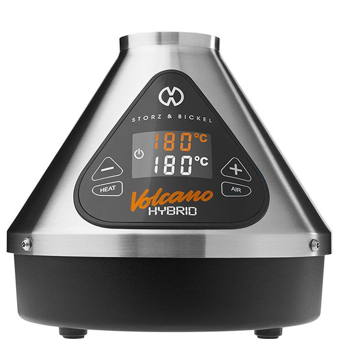 Vaporizador herbal marca Storz & Bickel Volcano hybrid vista frontal color silver
