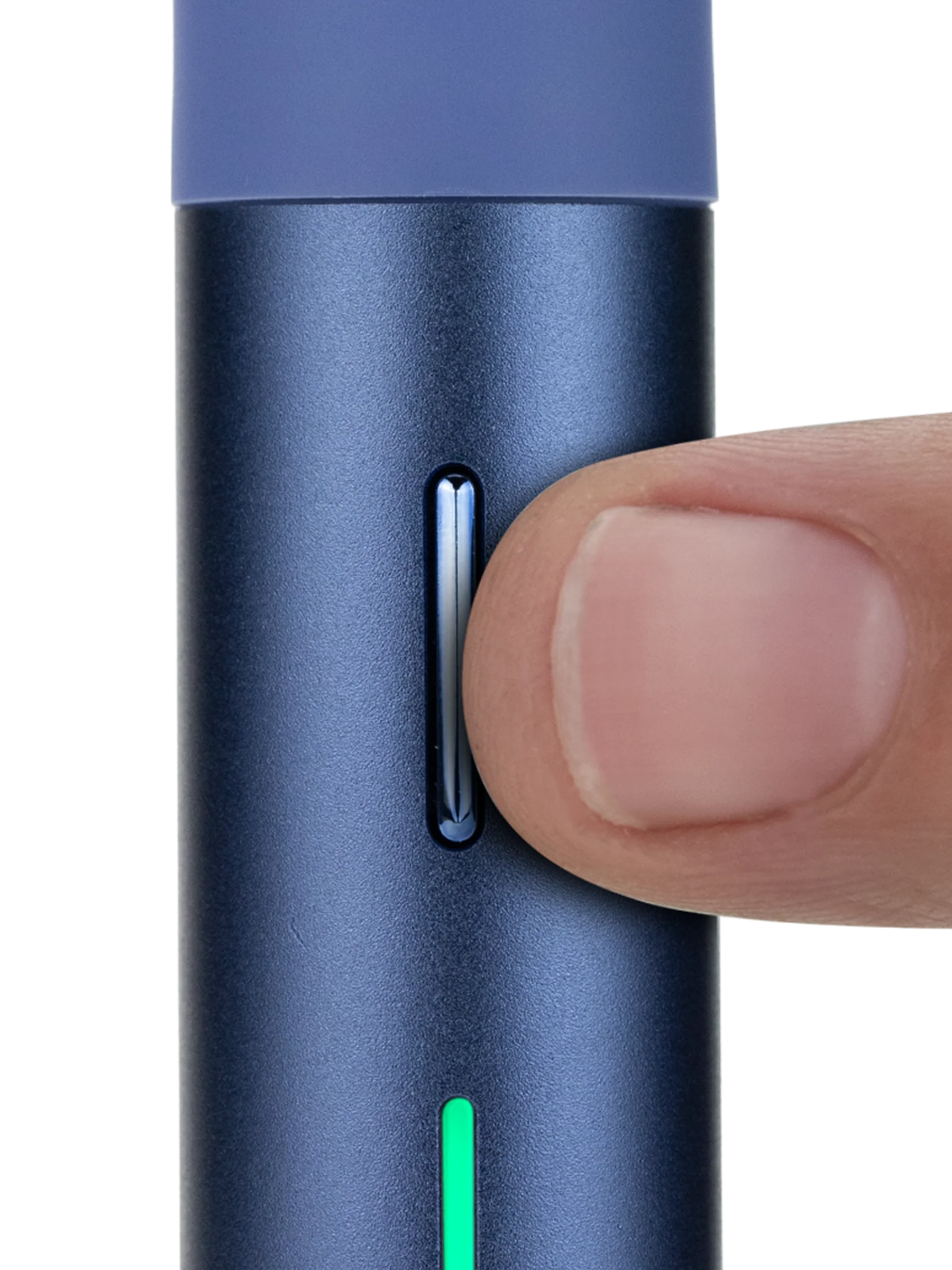 Vaporizador extracciones marca Puffco Pivot vista boton frontal color zafiro