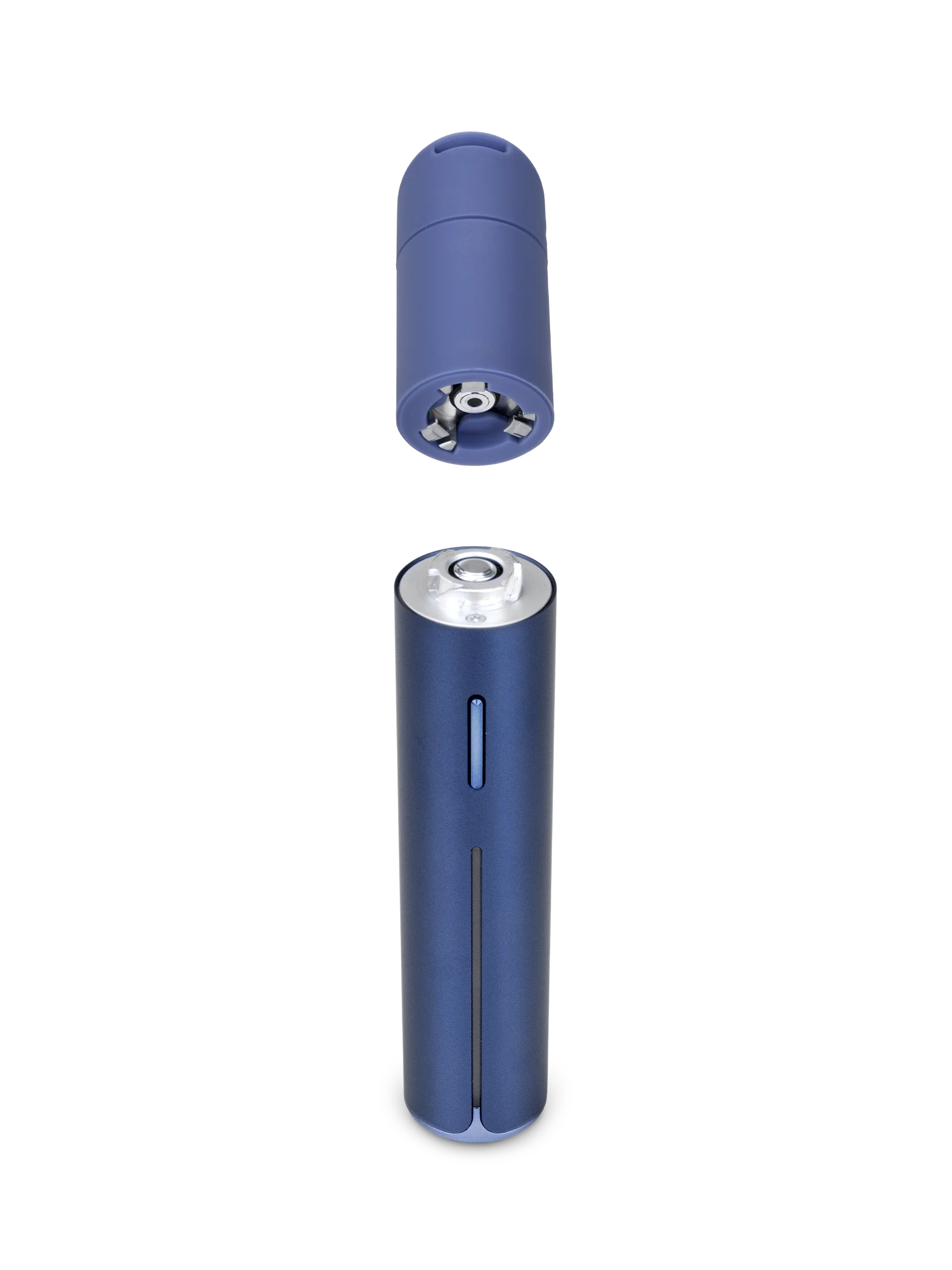Vaporizador extracciones marca Puffco Pivot vista frontal cabina con camara ceramica desacoplada color zafiro