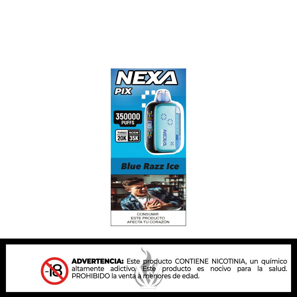 Vape desechable nexa pix de de 35.000 puffs sabor a blue razz ice