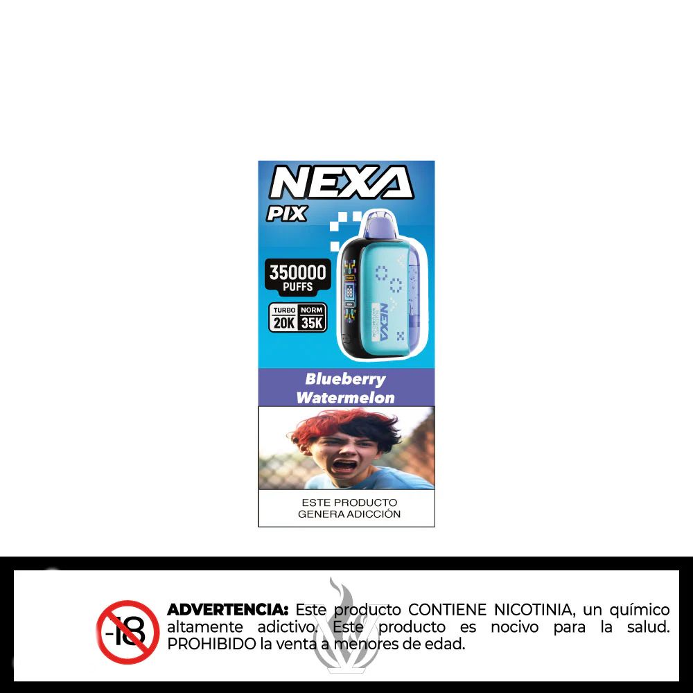 Vape desechable nexa pix de de 35.000 puffs sabor a blueberry watermelon