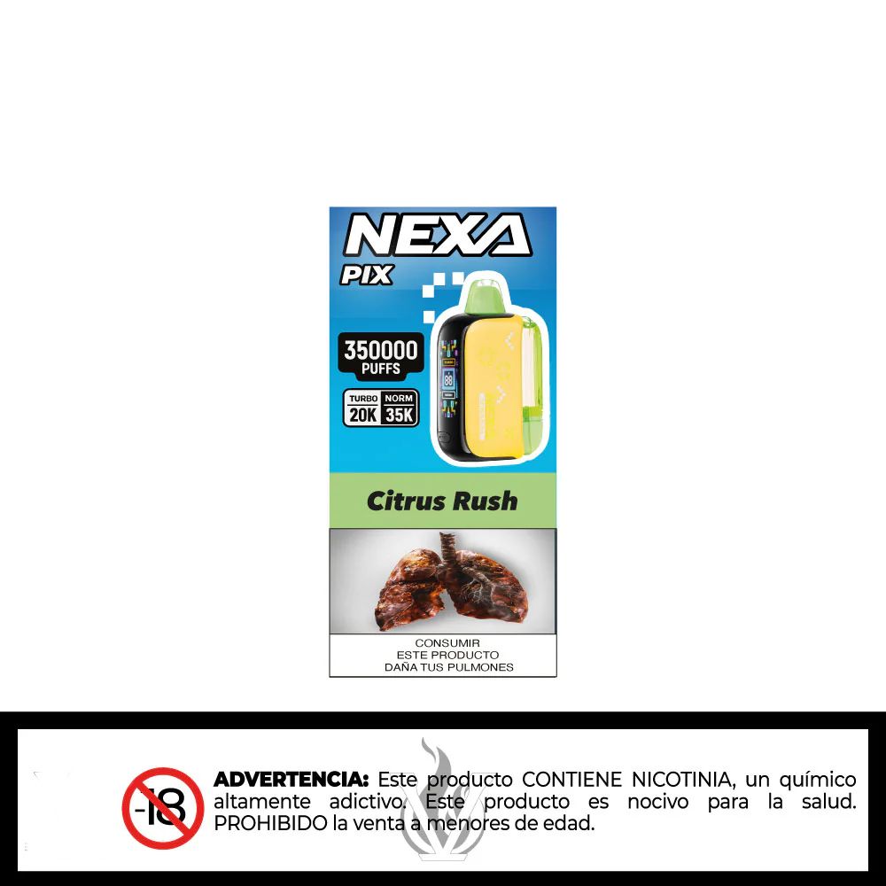 Vape desechable nexa pix de de 35.000 puffs sabor a citrus rush