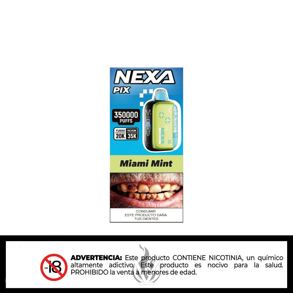 Vape desechable nexa pix de de 35.000 puffs sabor a miami mint