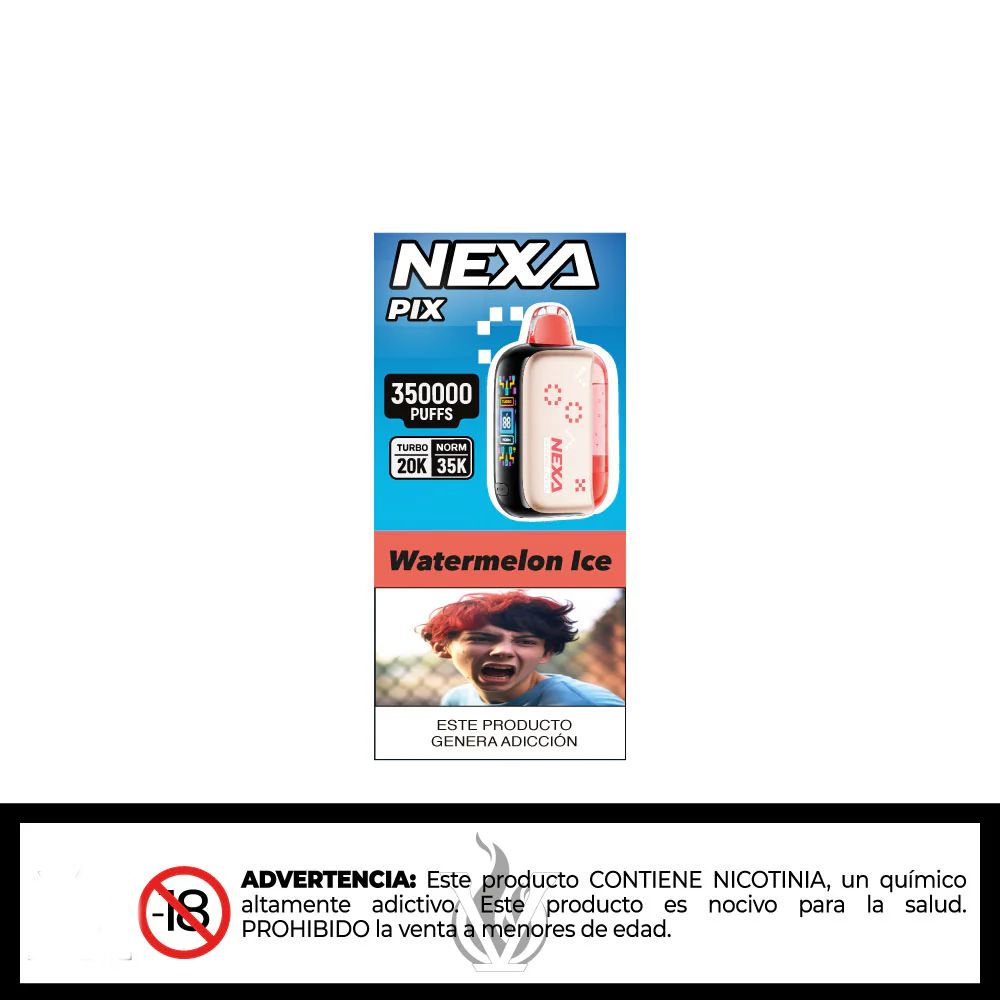 Vape desechable nexa pix de de 35.000 puffs sabor a watermelon ice